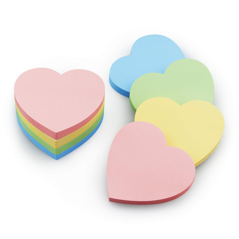 Heart Shape Sticky Notes 4 Color Pastel Colorful Sticky Pad