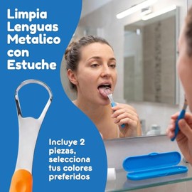 Limpia Lenguas Acero Inoxidable Mango Antideslizante Limpiador Lingual Higiene Bucal Elimina Mal Aliento Raspador de Lengua (4 Piezas)