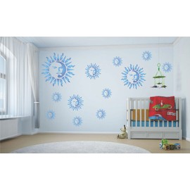 Stencils for Walls: Sun Stencil, 14 x 14 inch - Celestial Sun Face Art Nouveau Deco Style