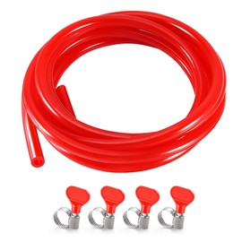 Imaictuu 10 Ft Beer CO2 Gas Line CO2 Tubing - ID 5/16" Beer CO2 Dispensing Brewing Line with 4 PCS Hose Clamps Red PVC Tubing for Ball Lock，Gas Manifold，Keg Regulator