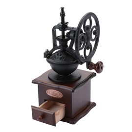 Manual Coffee Grinder, Vintage Style Portable Hand Crank Grain Mill Wooden Coffee Grinder Manual Travel Coffee Bean Grinders, with Beans Bowl Design, Side Handle, Thickness Adjustable