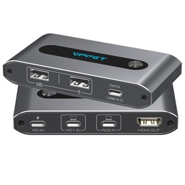 XPTSFDU USB C KVM Switch 1 Monitor 2 Computers 4K60Hz HDMI KVM Switcher for 2 USB C Port Laptops Sharing One HDMI Display and Three USB Devices