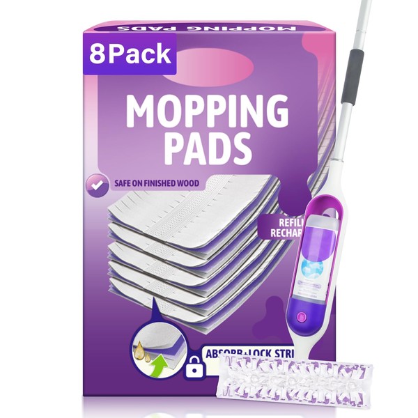 Disposable Mop Pads Refills for Swiffer Powermop - 8 Pack