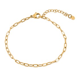 Akitsune Hope Women's Bracelet, Elegant 316L Stainless Steel Bracelet for Women, Waterproof and Hypoallergenic, 2 mm Diameter, Slim Chain Bracelet with 15 cm Length + 3 cm Extension, Stainless Steel