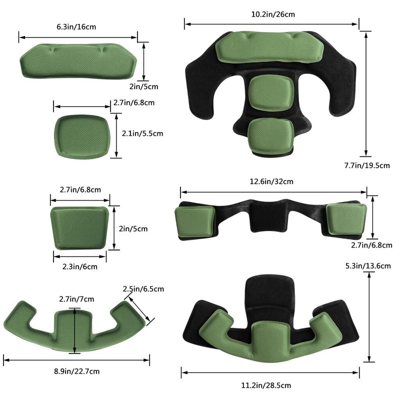 Yzpacc Tactical Helmet Padding Kit, Universal Replacement Helmet Internal Memory