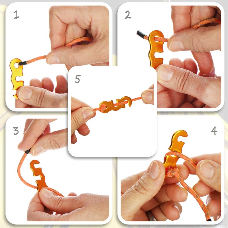 COM-FOUR® 4x guy ropes, each 4m for camping, reflective in