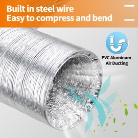 Cenipar Dryer Vent Hose-4 inch Ducting Vent Hose Flexible Aluminum Foil Non-Insulated (4 inch 6 feet) with 2 Clamps