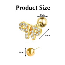 TTPSRY Earrings for Women Rhinestone Bow Stud Earrings Bohemian Hypoallergenic Statement Earrings Jewelry for Daily Wear and Party Gifts (Gold)