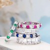 Cubic Zirconia Love Green White Alternating Stackable CZ Eternity Ring