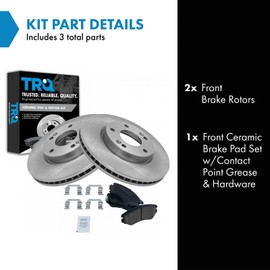 TRQ Front Brake Pad & Rotor Kit Ceramic Compatible with 2003-2008 Hyundai Tiburon 2005-2009 Tucson 2005-2010 Kia Sportage