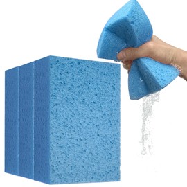 Cleaning and Washing Sponges, 3 Pack Extra Thick Heavy Duty Sponge Multi-Purpose for Kitchen Bathroom Bike Boat Car, Large Size Sponges 4" X 6" X 2" (Blue)