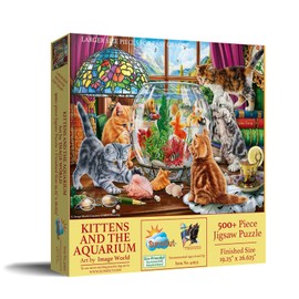 SUNSOUT INC - Kittens and The Aquarium - 500 pc Large Pieces Jigsaw Puzzle by Artist: Image World - Finished Size 19.25" x 26.625" - MPN# 42973
