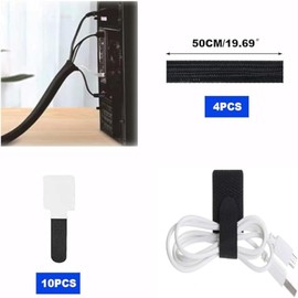 SAHENITEANA Juego de 300pcs Organizador de Cables Cable Management Esconder Cables Pared Organizador de Cables Escritorio Ordenador de Cables Soportes de Cable de Escritorio para TV, Oficina, Hogar