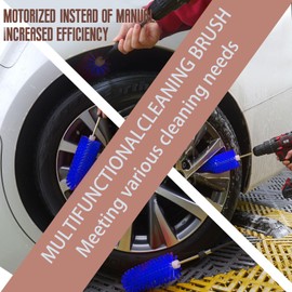 Wheel Brush, Soft Drill Wheel Cleaner Brush, Highly Dense and Durable Rim Cleaner Brush for Wheels, Rims, Engines, Exhaust,Motorcycles (Blue)