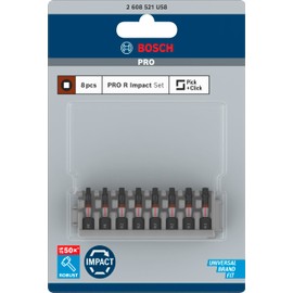 Bosch 8X PRO Robertson Impact Bit (170 x 120 mm, Professional Accessory Screwdriver, Screwdriver)
