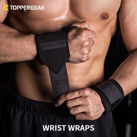 TOPPERGEAR Wrist Wraps Professional, Strong Wrist Fixation, Supports Heavy Weight Pressing Types, Hard & Standard Applications (Yellow, Hard Type)