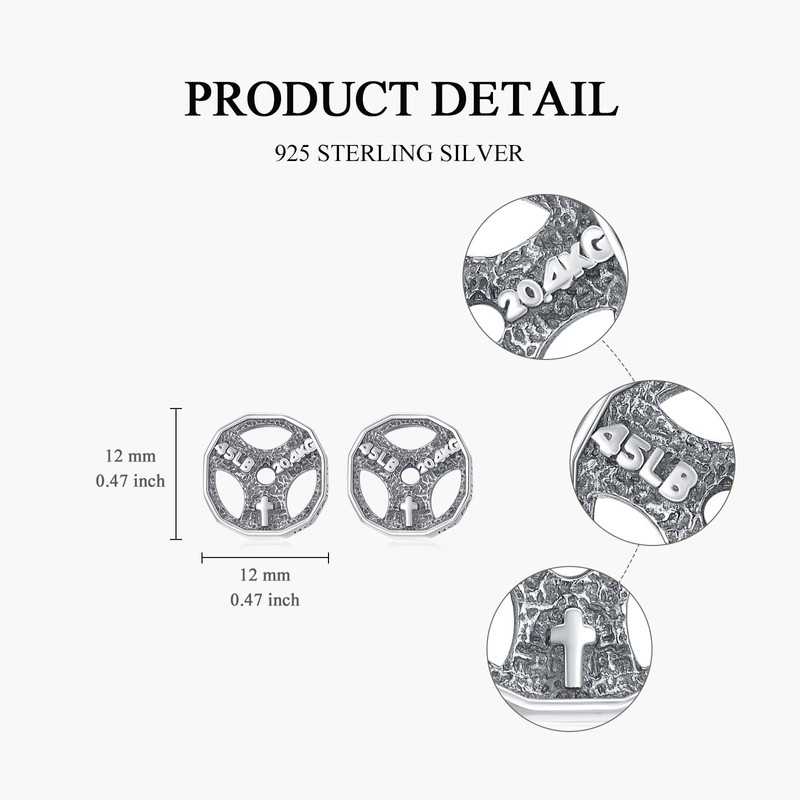 Weight Lifting Dumbbell Earrings Sterling Silver Weight Lifting Plate Earrings