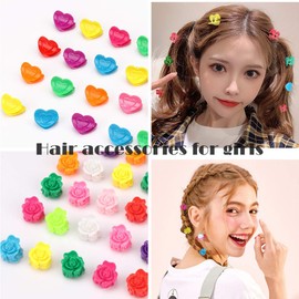 YISSION YISSION 200 Pcs Mini Hair Clips Flower Clips Butterfly Hair Clips Heart Hair Clip Rose Claw Clips 90s Hair Accessories for Women Party Gifts Assorted Color