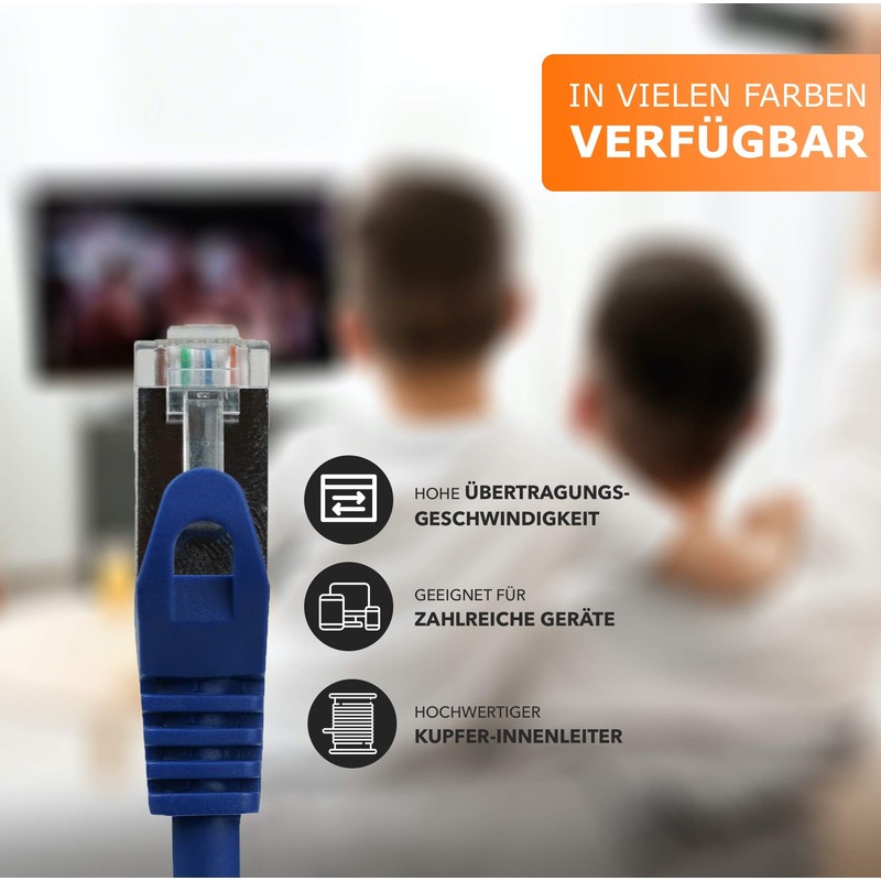 1aTTack.de 1,0m - blau - 1 Stück CAT.7 Netzwerkkabel Patchkabel
