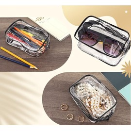 SIAM'S Clear Makeup Bag Waterproof Quart Size Bag,TSA Approved Toiletry Bag - Travel Makeup Cosmetic Bag for Women, Carry on Airport Airline Compliant Bag, 3 Pack (3, black)