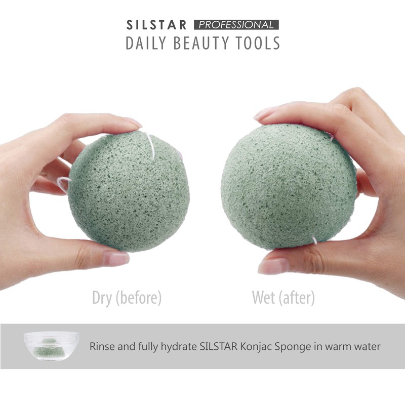 SILSTAR PROFESSIONAL Konjac Facial Sponge Tear Drop Pure White 201
