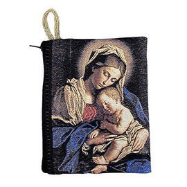 VILLAGE GIFT IMPORTERS Bolsa de Tapiz de 5 Pulgadas con Arte católico Tradicional | Perfecto para rosarios y pequeñas baratijas | Christian Home Goods, Madonna and Child 1