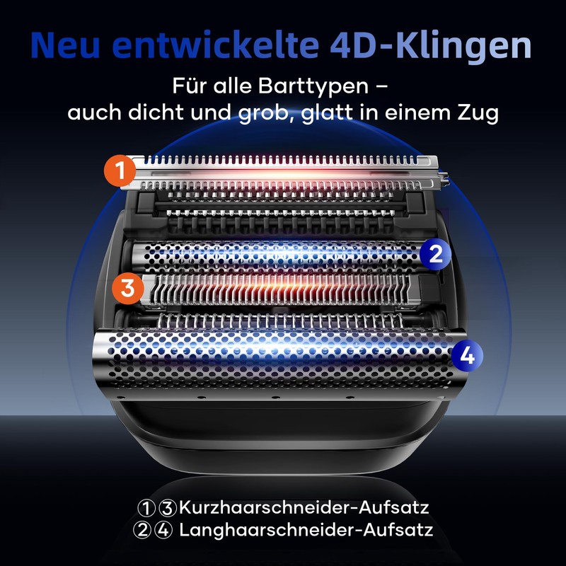 Elektrorasierer Herren, Kensen Mini Foil Shaver Mit 4 Flexiblem Scherkopf