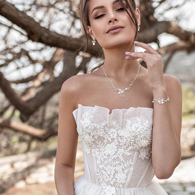 EVER FAITH Mujer Sets de Joyería Cristal Zirconia Cúbica Perla