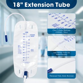 BeHerk 1000ml/cc Urinary Drainage Leg Bags, 10 Pack Catheter Bags with Anti-Reflux Valve, Adjustable Cloth Straps, Easy Drainage Flip Design, Individually Packaged