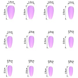 Press on Nails Medium Almond Press on Nail Purple Fake Nails Glossy Acrylic False Nails Full Cover Glue on Nails Solid Color Designs Stick on Nails for Women 24Pcs