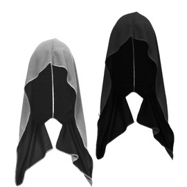 2 Pcs Cooling Hooded Towel, UV Sun Protection Cooling Towel for Hot Weather Travel, Sports Towel for Exercise Sports Yoga,Quick Drying Absorbent Travel Towel for Neck and Face (Black + Gray)