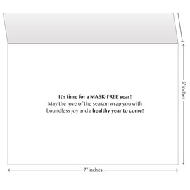 One Jade Lane Happy Christmas Cards, New Year Cards Mask Free, 5x7, Heavy Stock, Set of 18 Cards & Envelopes, Seasons Greetings Cards.