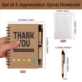 Thank You Gifts, Employee Appreciation Gifts with Sticky Note Notepad, Motivational Pens and Gift Bags, 4 Sets Thank You Gift for Teacher, Coworker, Nurse, Staff Appreciation Gifts, Graduation Gifts