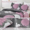 Pink Floral Quilts Set King Size - 3 Pieces Grey