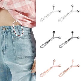 GUANGUAN Waist Adjustable Clip (Set of 6), Waist Buckle, Jeans, Waist Clip, Y-Shape, Adjuster, Seamless, Removable, Adjustable