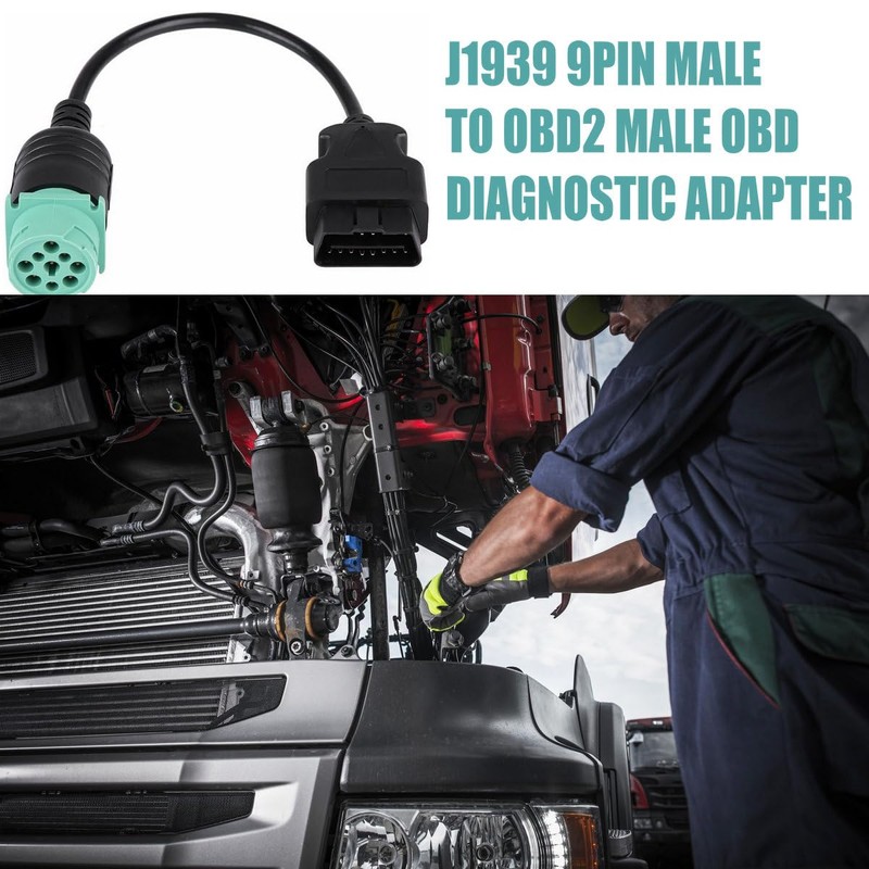 J1939 9Pin Male to OBD2 Male Cable-Heavy Duty Commercial Truck