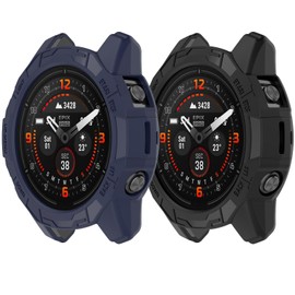 Garmin Fenix 7 Case - 2PACK Soft TPU Bumper Frame Anti-Scratch Protector Shell for Fenix 7 Pro/Epix Pro 47MM (Black & NavyBlue)