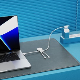 Doppelte Schnelllade-Netzadapter mit 65 W - USB- und USB-C-Anschluss - Ideal zum Laden von Telefonen, Tablets und Laptops - Mit Touch-Licht Ein/Aus - Xoopar ICE-G Blau.