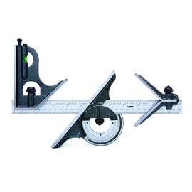 INSIZE 2278-180E Combination Square Set, 1/8", 1/16", 1/32", 1/64" Graduation, silver