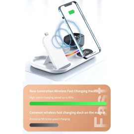 Unbranded 4 In 1 Wireless Charger Fast Charging Station Dock For White FPDU