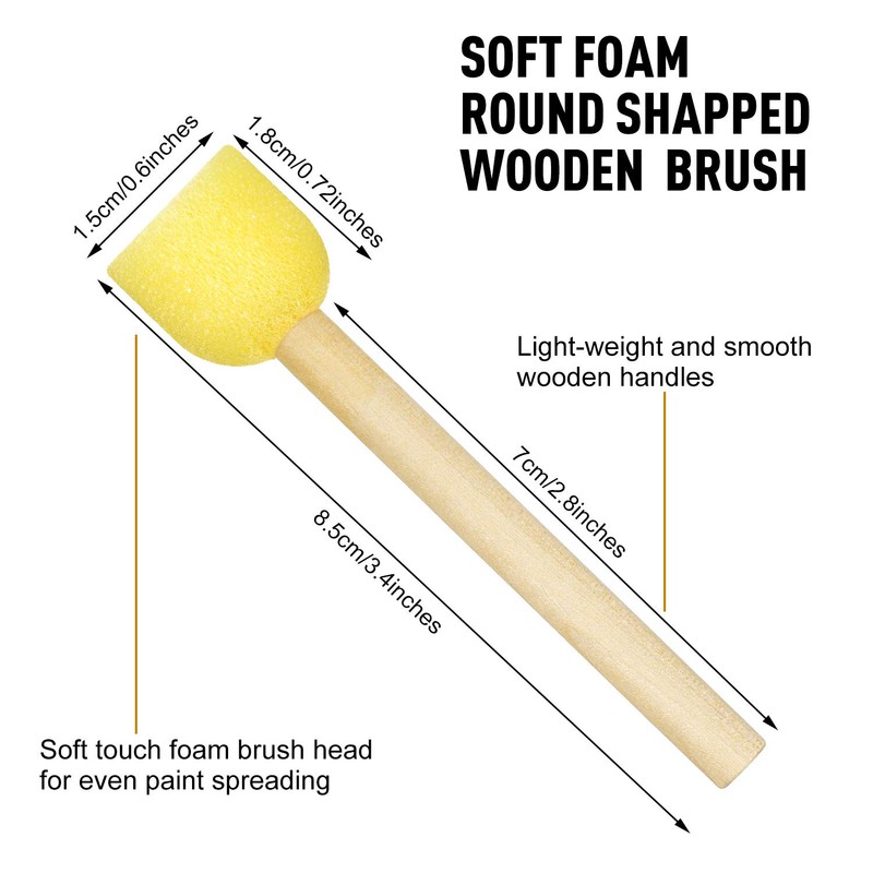 Outus 40 Pieces Round Sponge Foam Brush Set Paint Sponge