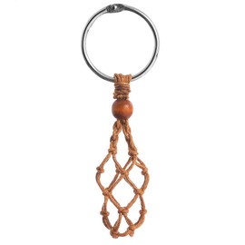 Diy Keychain Unfinished Macrame String Lanyard Stone Crystal Holder Cord Unique, Jewelry Making Accessories for Black Cage (Brown, Large)
