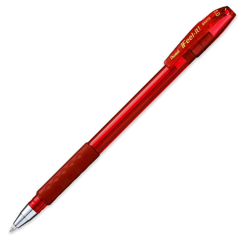 Pentel - Feel-It! BX490-1.0mm Ergonomic Stick Ballpoint Pen - Pack