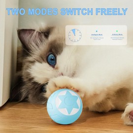 ZALBYUY Interactive Cat Ball Toy, Intelligent Cat Toys with LED Lights, Automatic Moving Rolling Ball for Indoor Cats, Cat Automatic Toy
