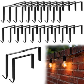 FIZZBOP Adjustable Outdoor Light Hooks, 5pcs No Drill Metal Hangers for 3.2-6.1 Inch Concrete Wall Cinder Block Fences Brick Walls Hangers Outside Hanging Rope Lights Cable Cord Holders Organizer