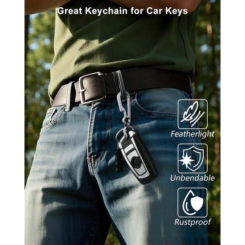 PJYTAC Titanium Carabiner Heavy Duty Keychain Quick Release Key Clip