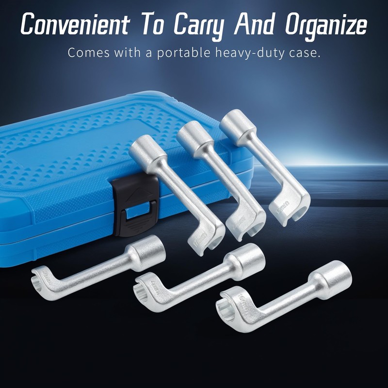 WAYCOJOY 6pc 1/2" Dr Diesel Injector Line Socket Wrench Set,