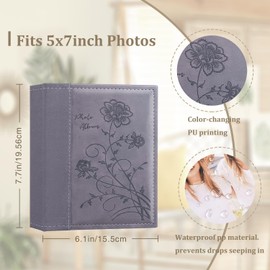 Artmag Photo Album 5x7 Photos, 2 Packs Clear Pages Leather Cover Slide in Album Book Each Holds 100 5x7 Photos Picture Book for Artwork Postcards Family Wedding Anniversary (Grey)