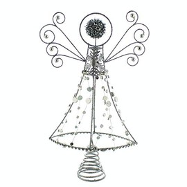 Festive Productions Tree Topper : Silver Glitter Abstract Angel : 18cm