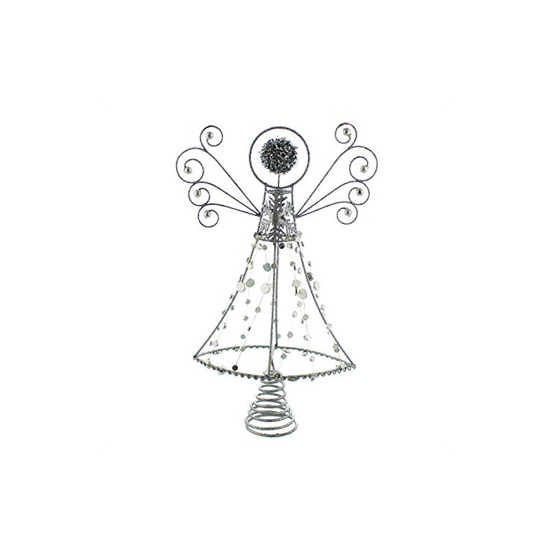 Festive Productions Tree Topper : Silver Glitter Abstract Angel :